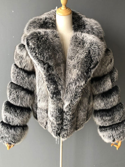Fluffy Faux Fur Short Coat With Lapel Eco-friendly Winter Jacket For Women 2026
