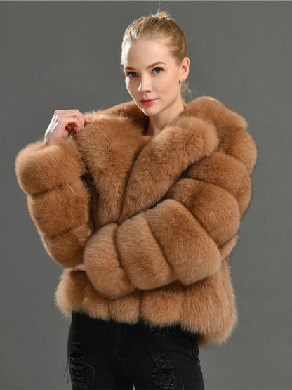 Fluffy Faux Fur Short Coat With Lapel Eco-friendly Winter Jacket For Women 2026