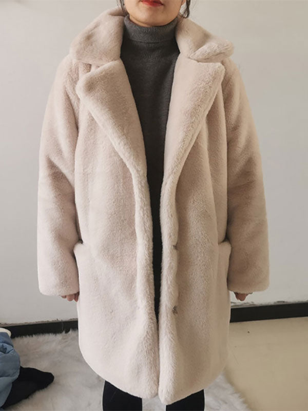 Plush Faux Fur Jackat Winter Eco-friendly Midi Coat For Women 2026