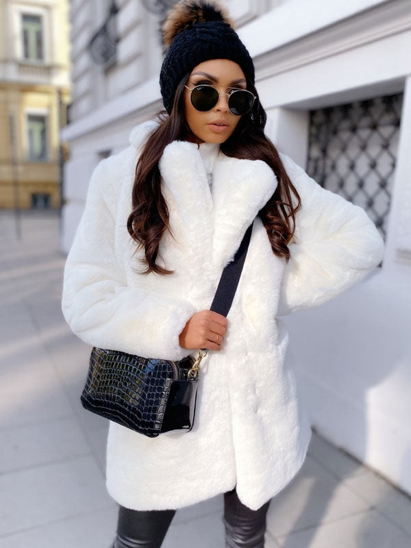 Plush Faux Fur Jackat Winter Eco-friendly Midi Coat For Women 2026