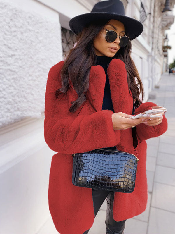 Plush Faux Fur Jackat Winter Eco-friendly Midi Coat For Women 2026