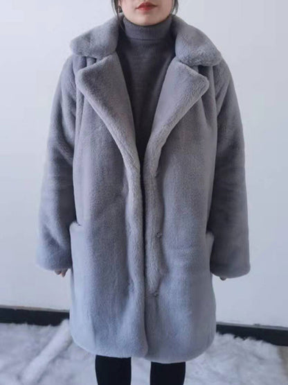 Plush Faux Fur Jackat Winter Eco-friendly Midi Coat For Women 2026