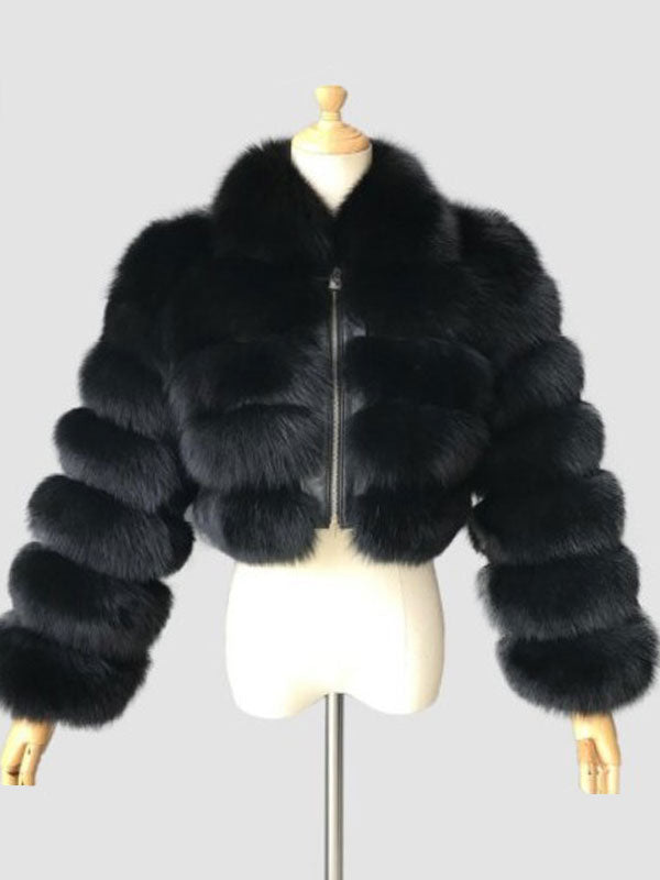 Plush Faux Fur Coat Turndown Collar Winter Short Jacket For Women 2026