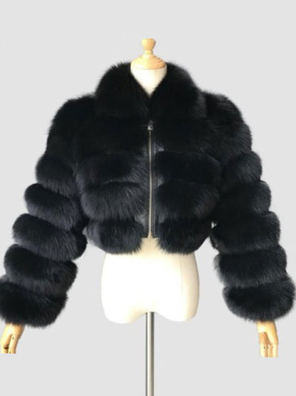 Plush Faux Fur Coat Turndown Collar Winter Short Jacket For Women 2026