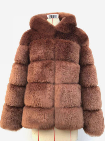 Hooded Faux Fur Coat Winter Short Eco-friendly Fur Jacket For Women 2026