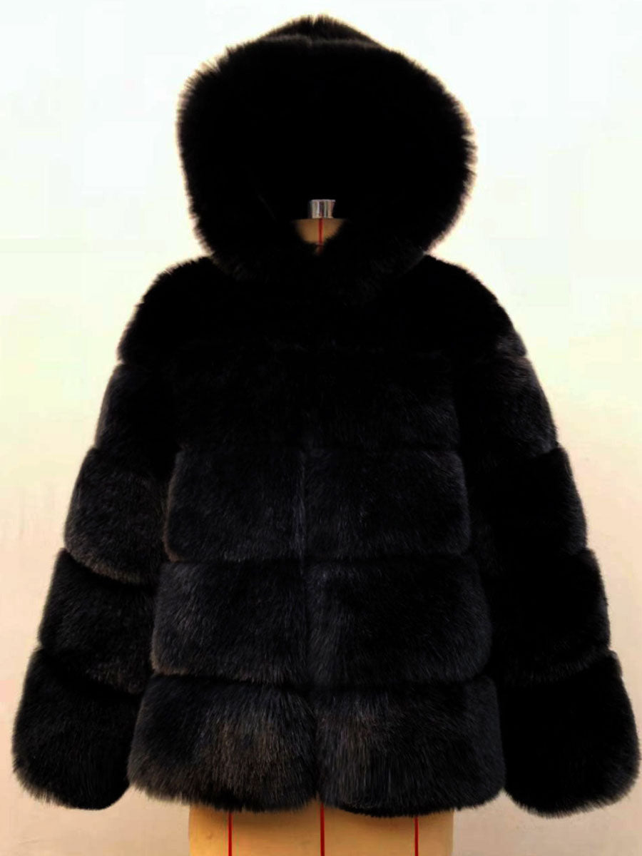 Hooded Faux Fur Coat Winter Short Eco-friendly Fur Jacket For Women 2026