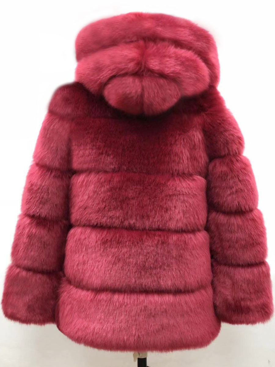Hooded Faux Fur Coat Winter Short Eco-friendly Fur Jacket For Women 2026