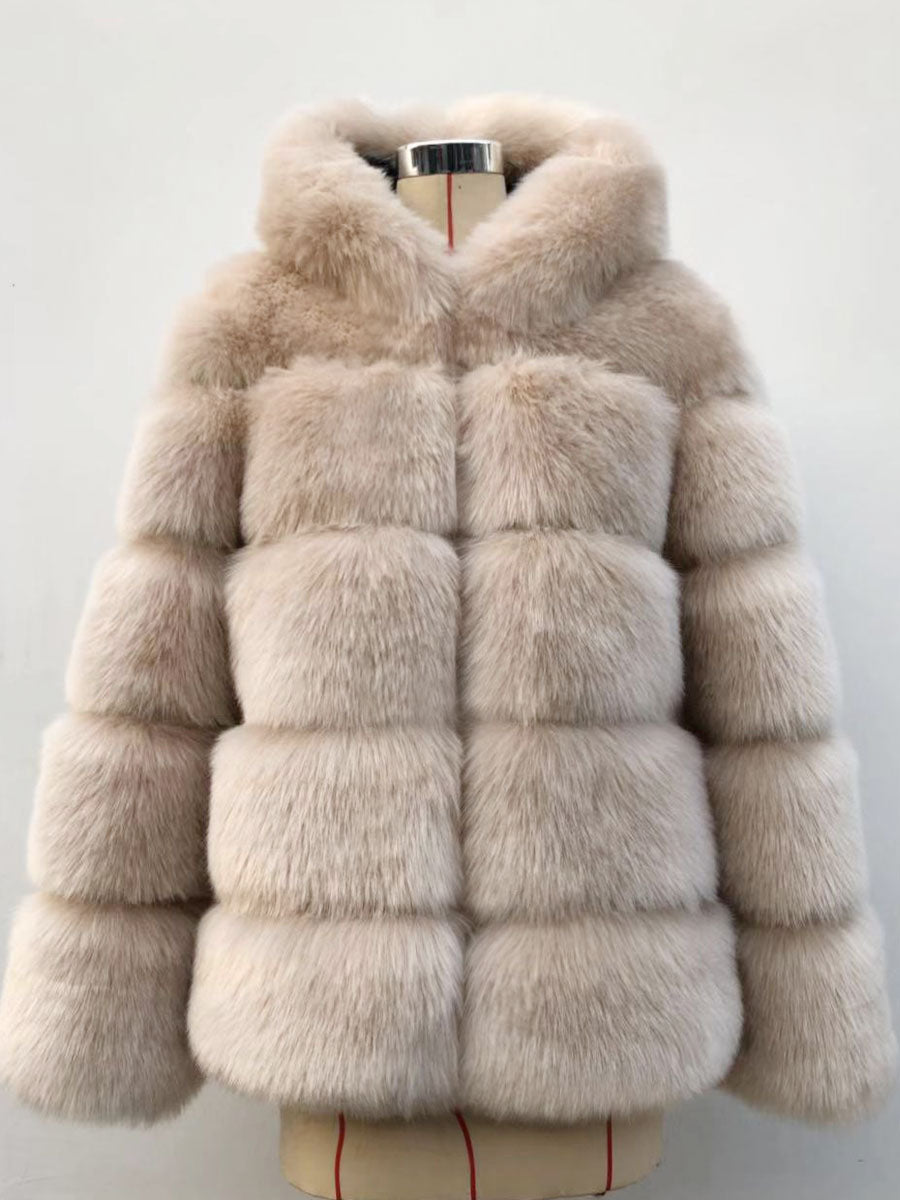 Hooded Faux Fur Coat Winter Short Eco-friendly Fur Jacket For Women 2026