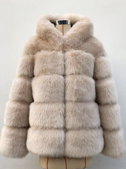 Hooded Faux Fur Coat Winter Short Eco-friendly Fur Jacket For Women 2026