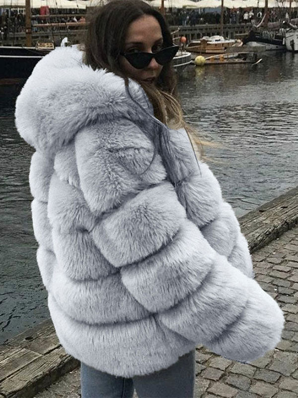 Faux Fur Coat With Hood Warm Winter 2026 Short Plush Eco-friendly Fur Coat For Women