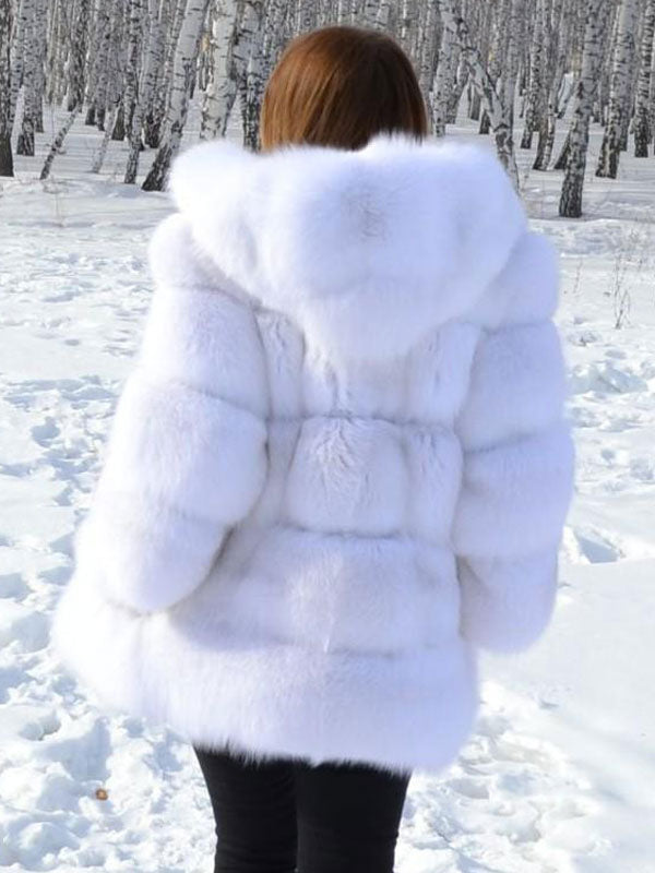 Faux Fur Coat With Hood Warm Winter 2026 Short Plush Eco-friendly Fur Coat For Women