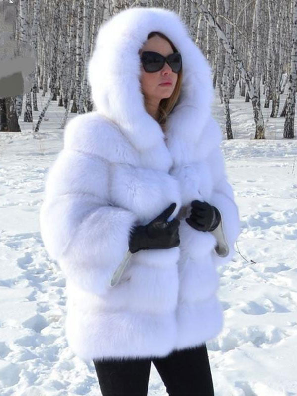 Faux Fur Coat With Hood Warm Winter 2026 Short Plush Eco-friendly Fur Coat For Women