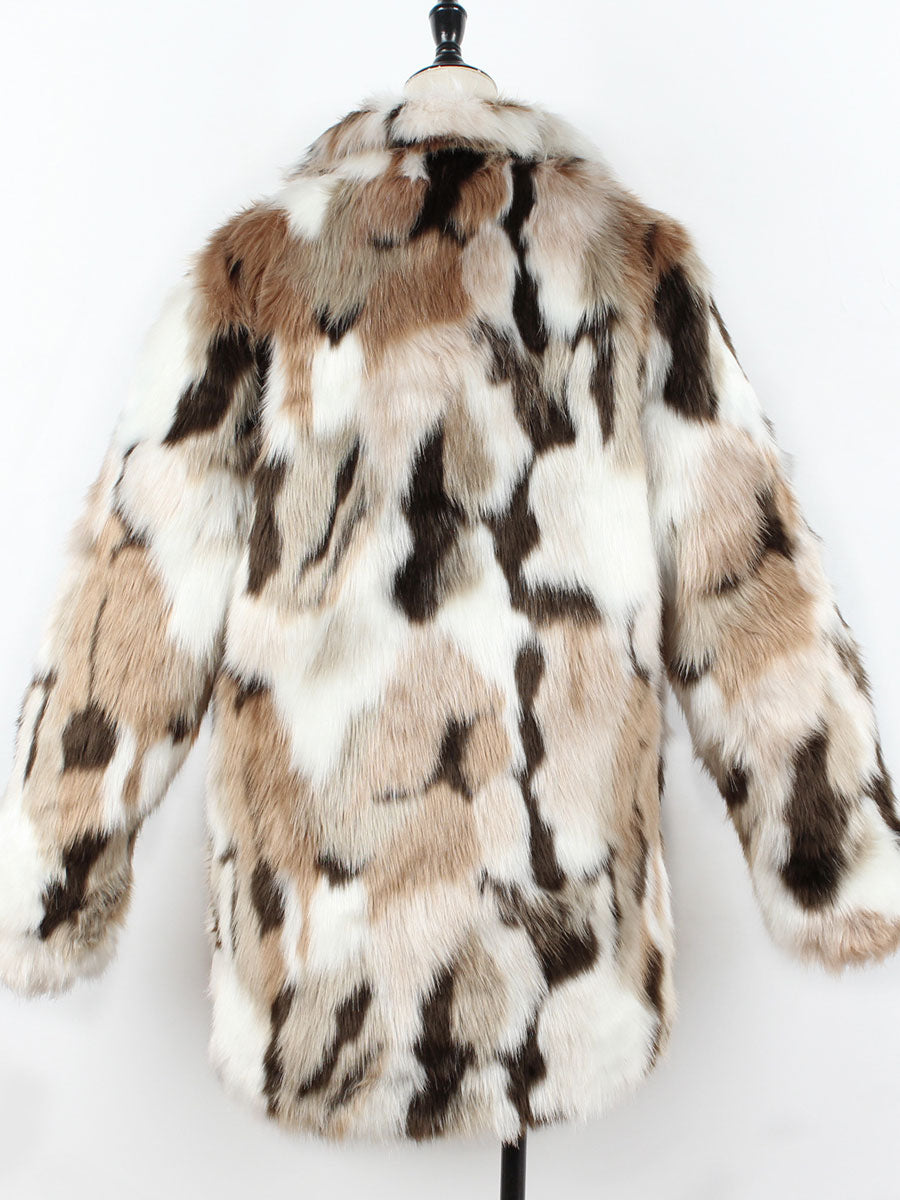 Faux Fur Coats Color Block Women Winter Eco-friendly Fur Coat 2026