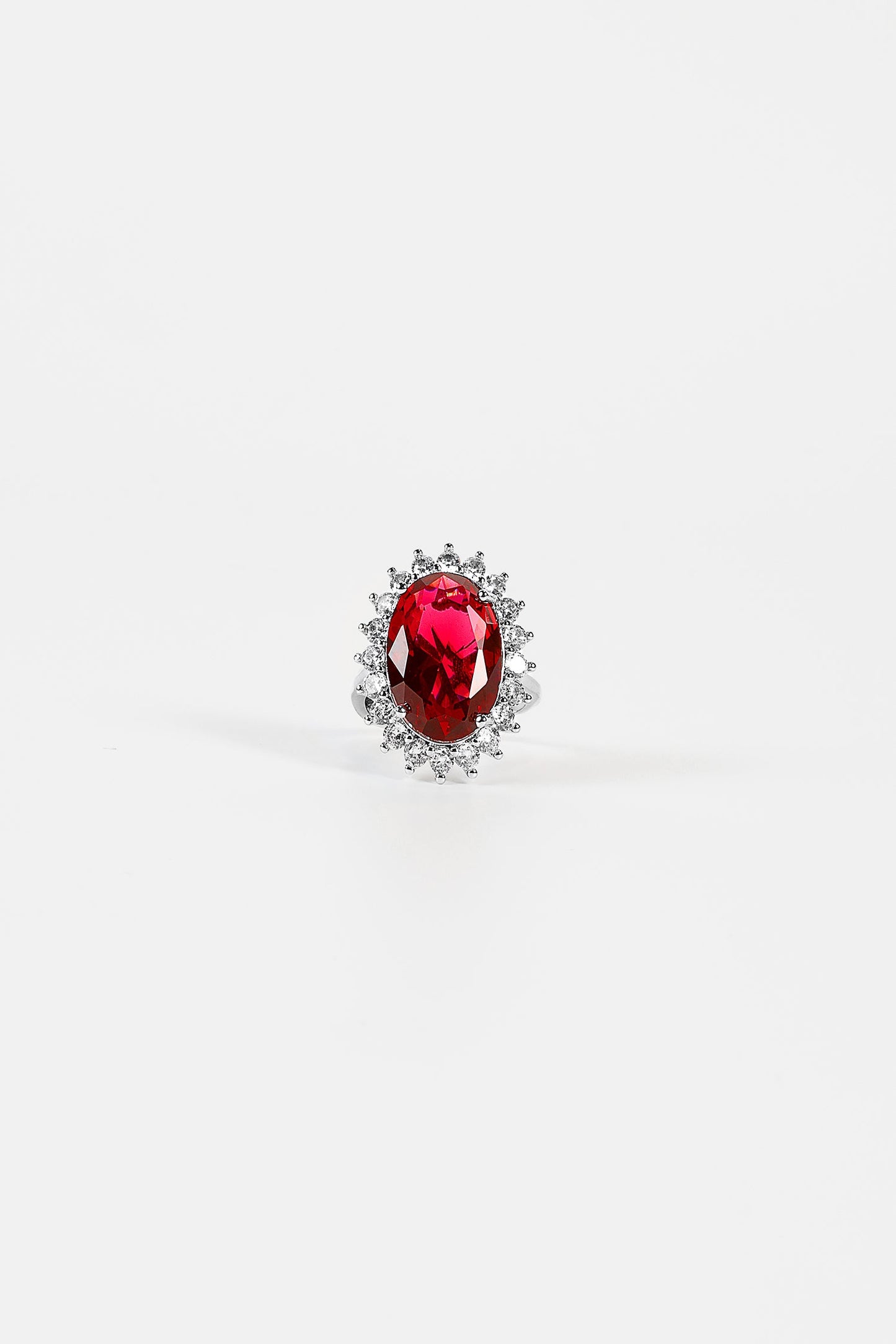 Oval Red Rhinestone Ring