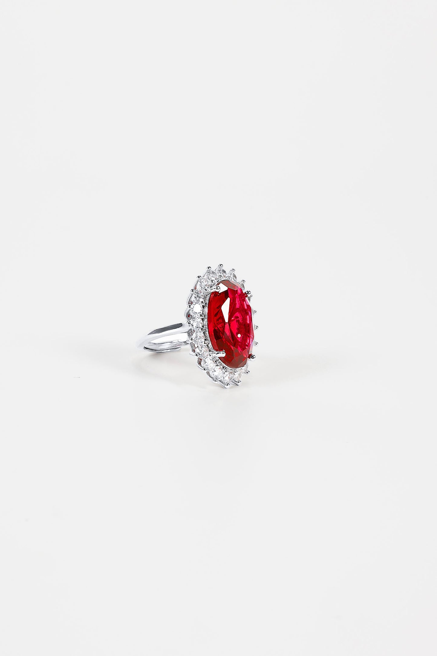 Oval Red Rhinestone Ring