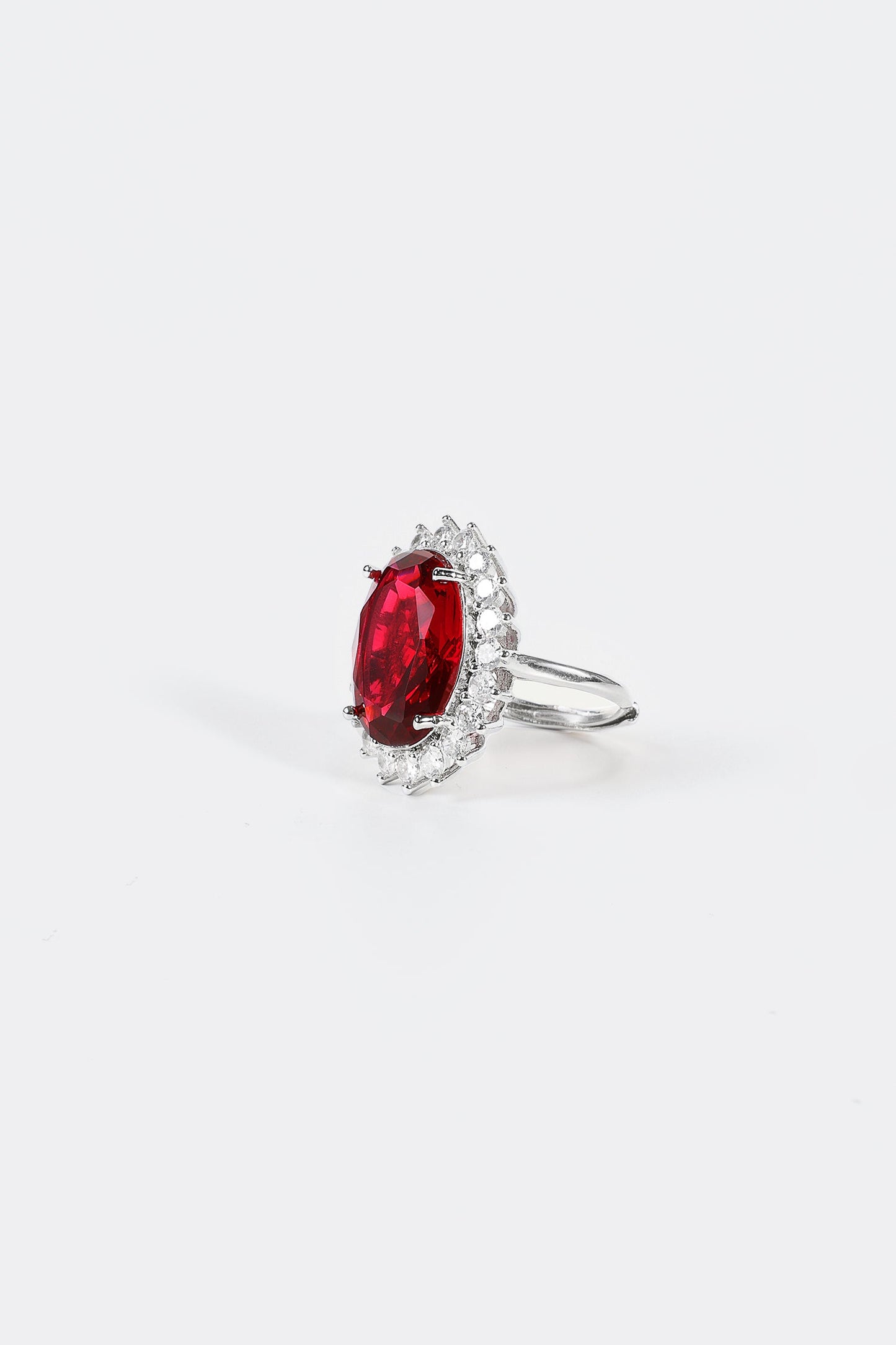 Oval Red Rhinestone Ring