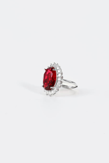 Oval Red Rhinestone Ring