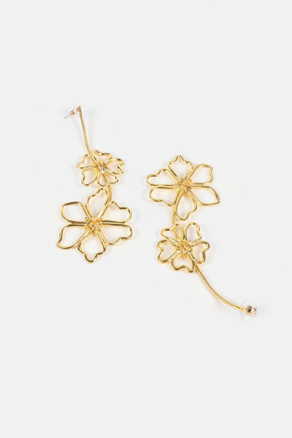 Floral Metal Long Earrings