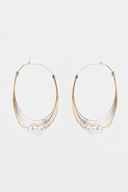Faux Pearl Metal Earrings