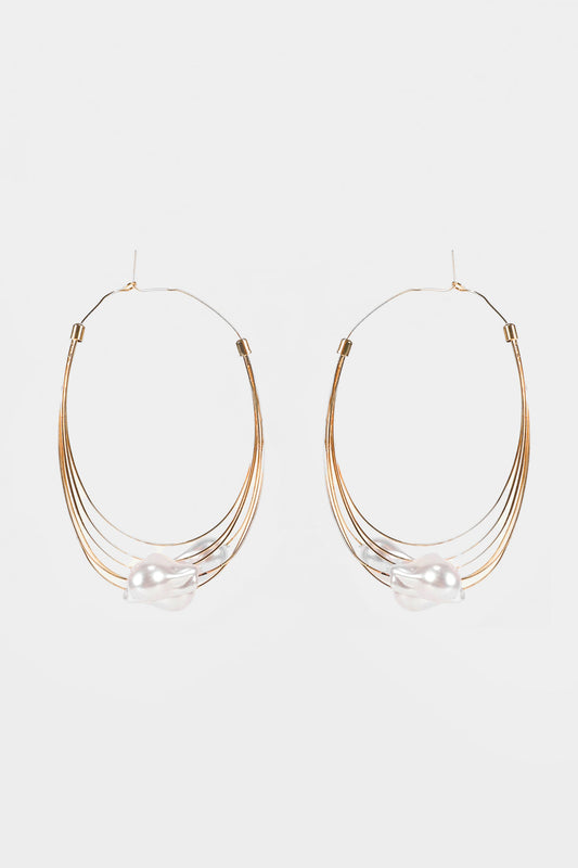 Faux Pearl Metal Earrings