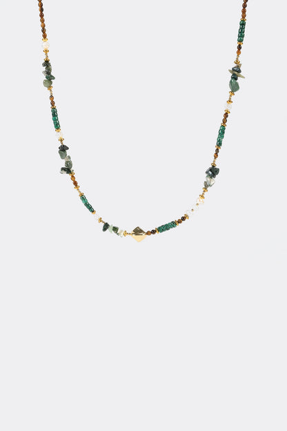 Faux Pearl & Stone Beaded Necklace