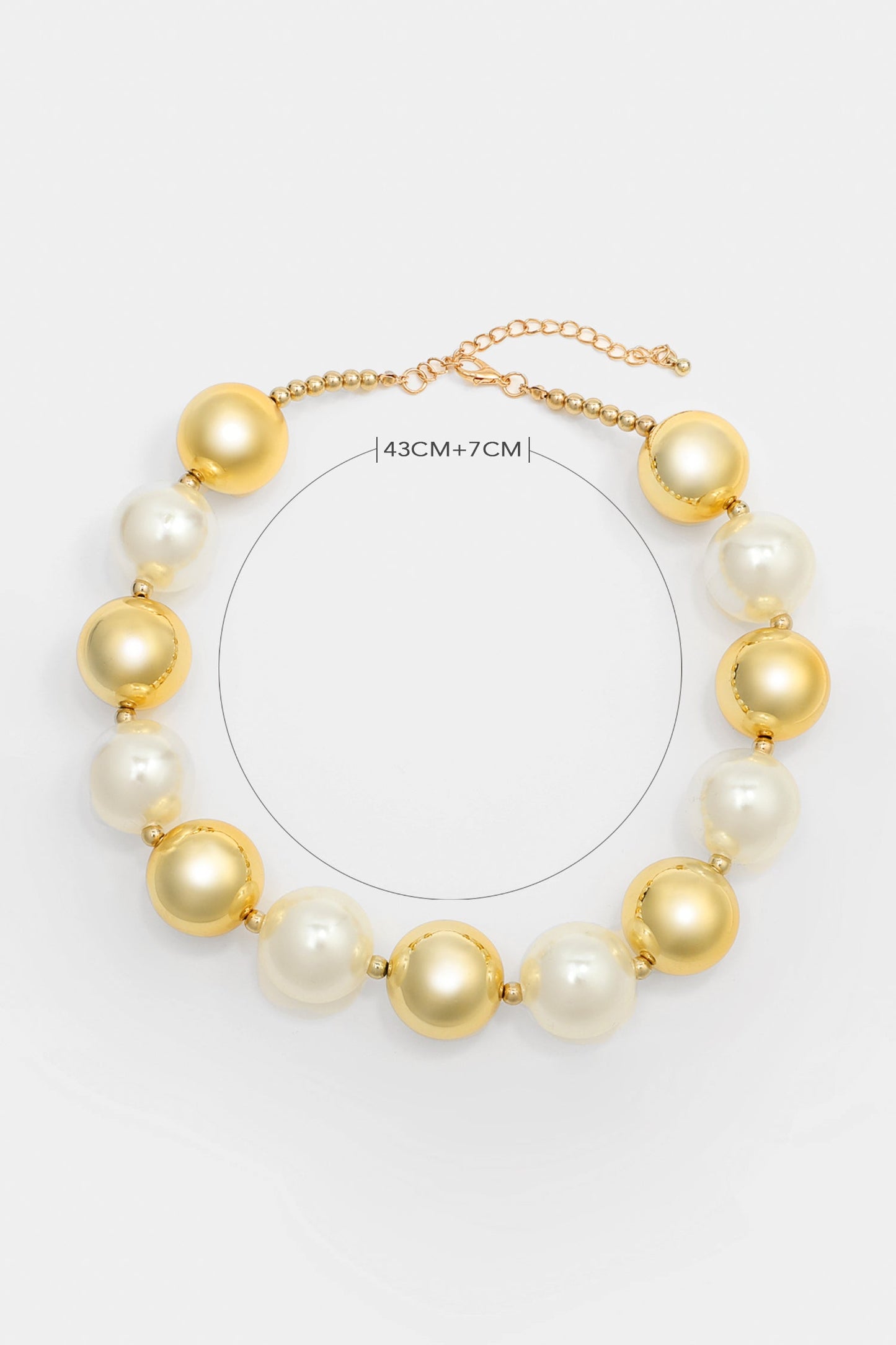 Faux Pearl Metal Ball Necklace & Earrings Set