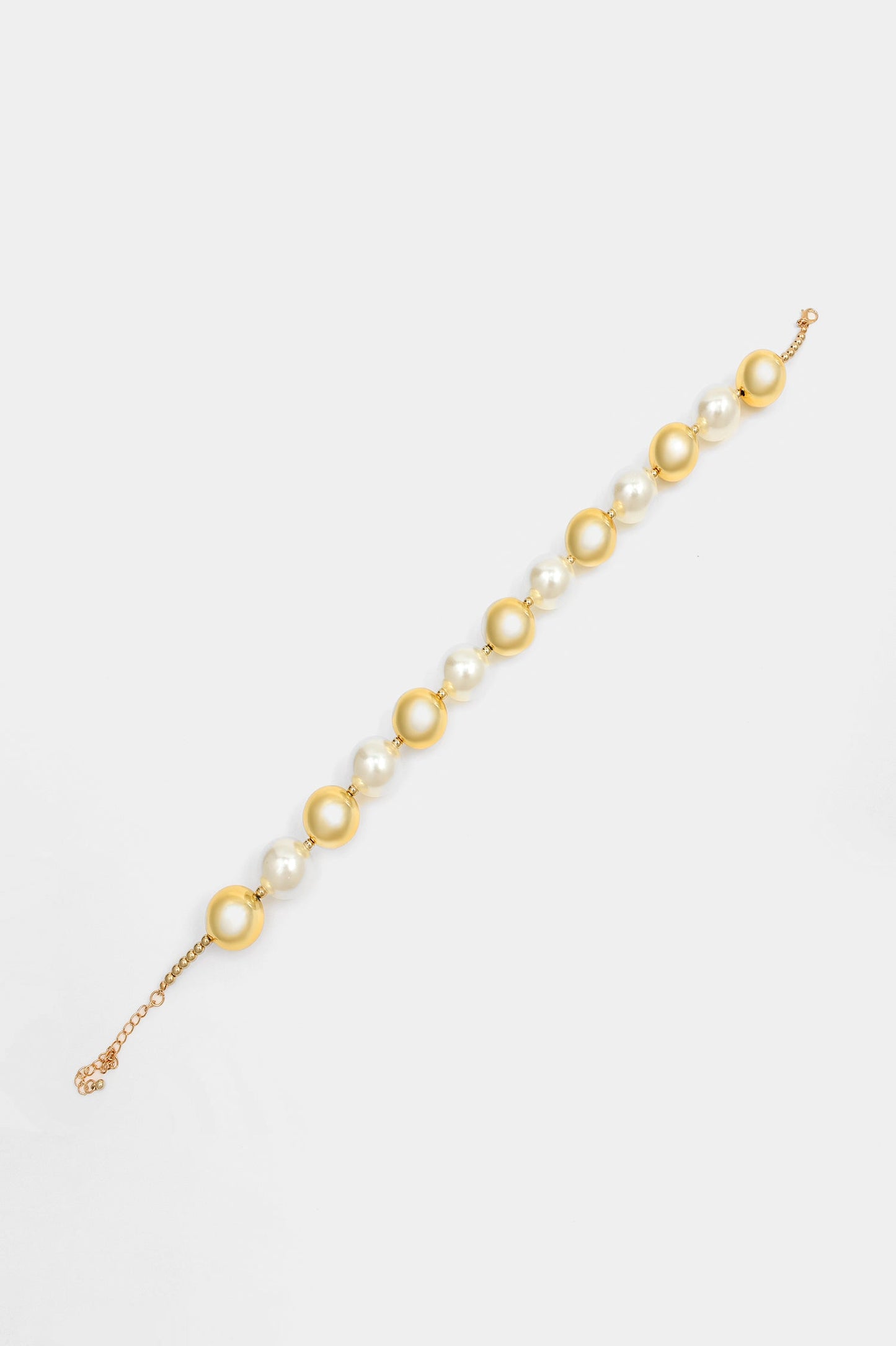 Faux Pearl Metal Ball Necklace & Earrings Set