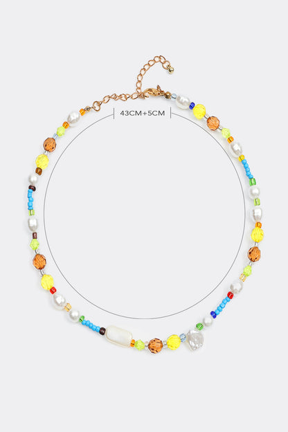 Faux Pearl Beaded Pendant Necklace