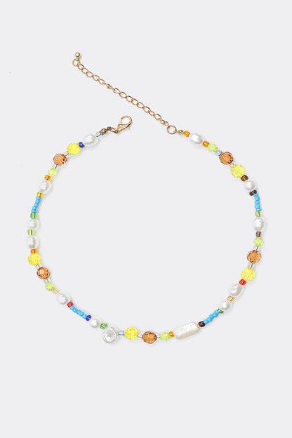 Faux Pearl Beaded Pendant Necklace