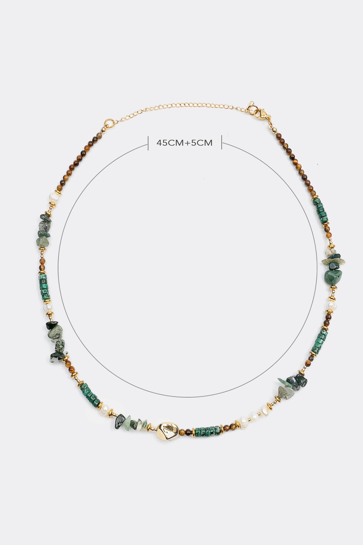 Faux Pearl & Stone Beaded Necklace