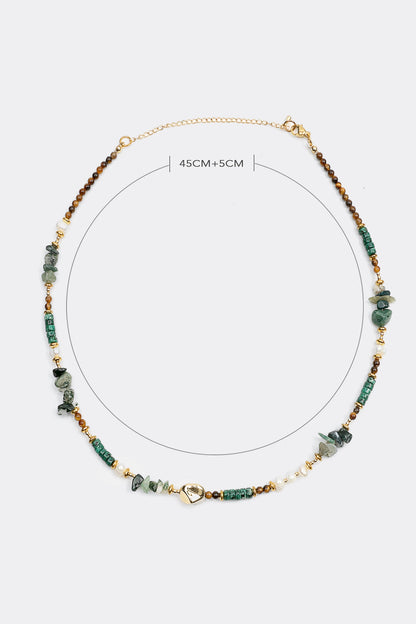 Faux Pearl & Stone Beaded Necklace