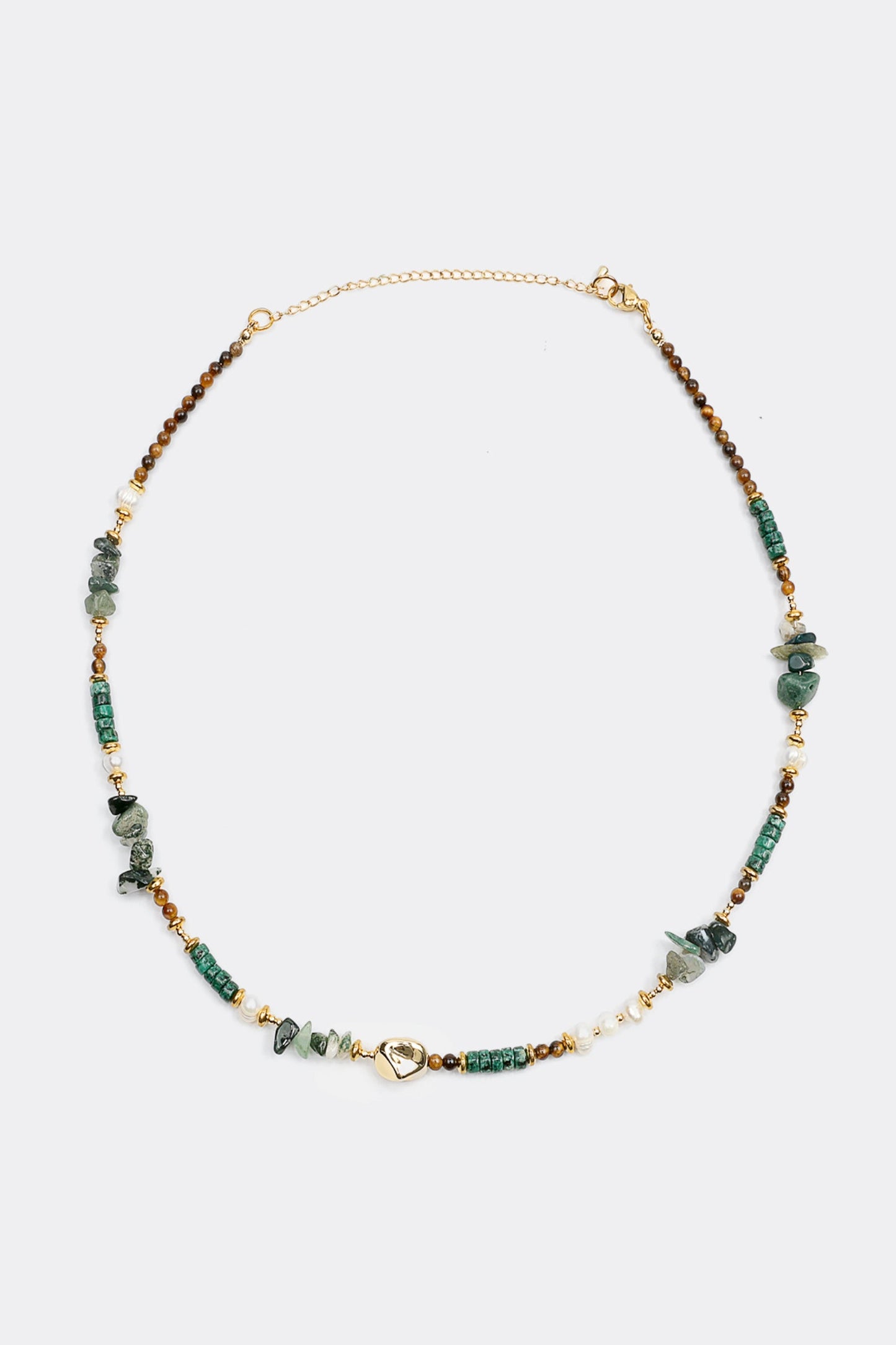 Faux Pearl & Stone Beaded Necklace