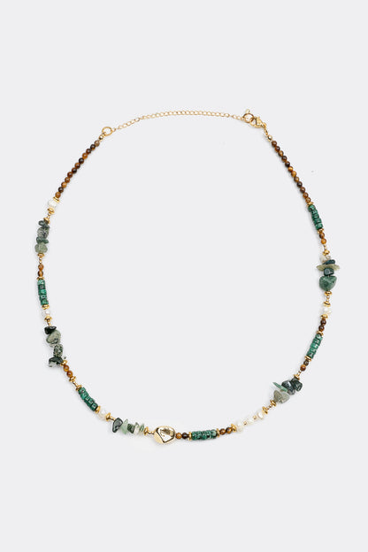 Faux Pearl & Stone Beaded Necklace