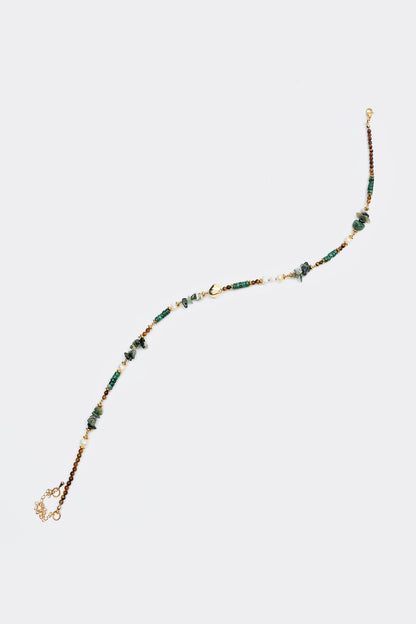 Faux Pearl & Stone Beaded Necklace