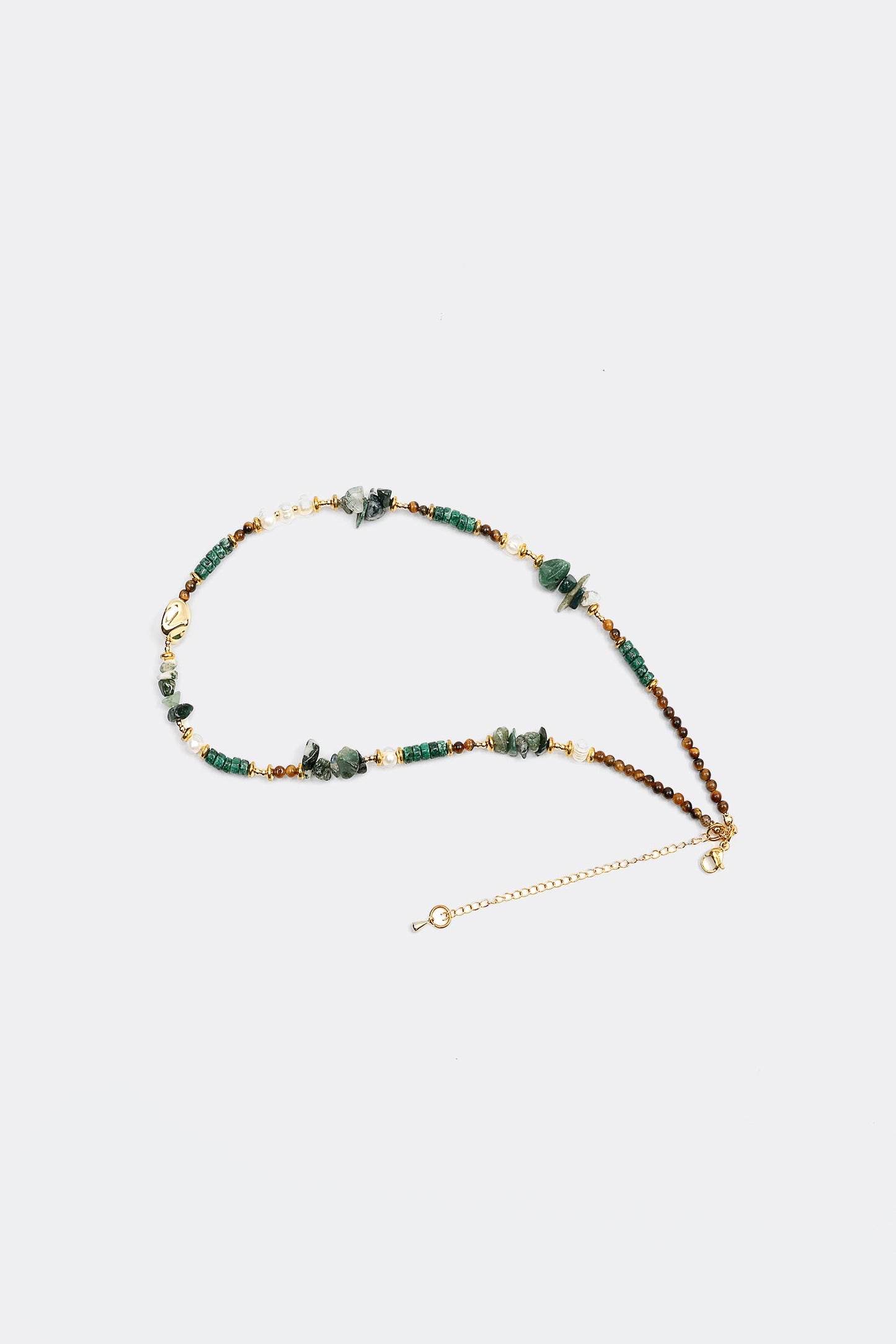 Faux Pearl & Stone Beaded Necklace