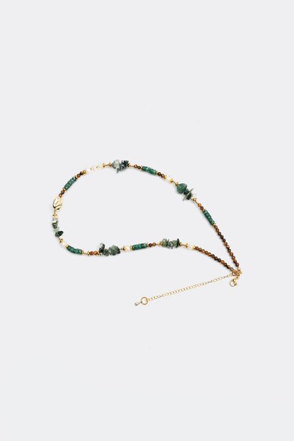 Faux Pearl & Stone Beaded Necklace