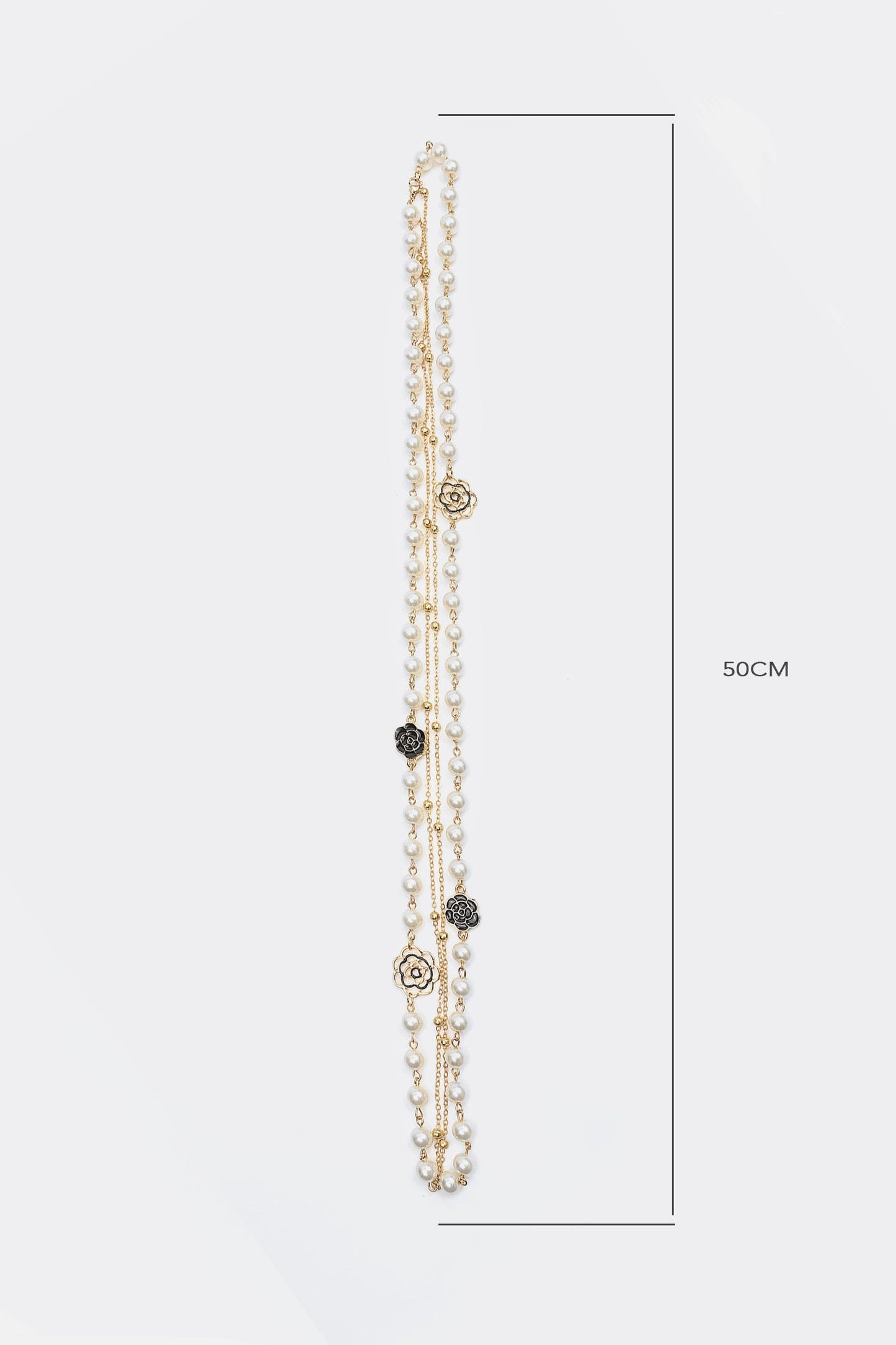 Faux Pearl Metal Floral Long Necklace
