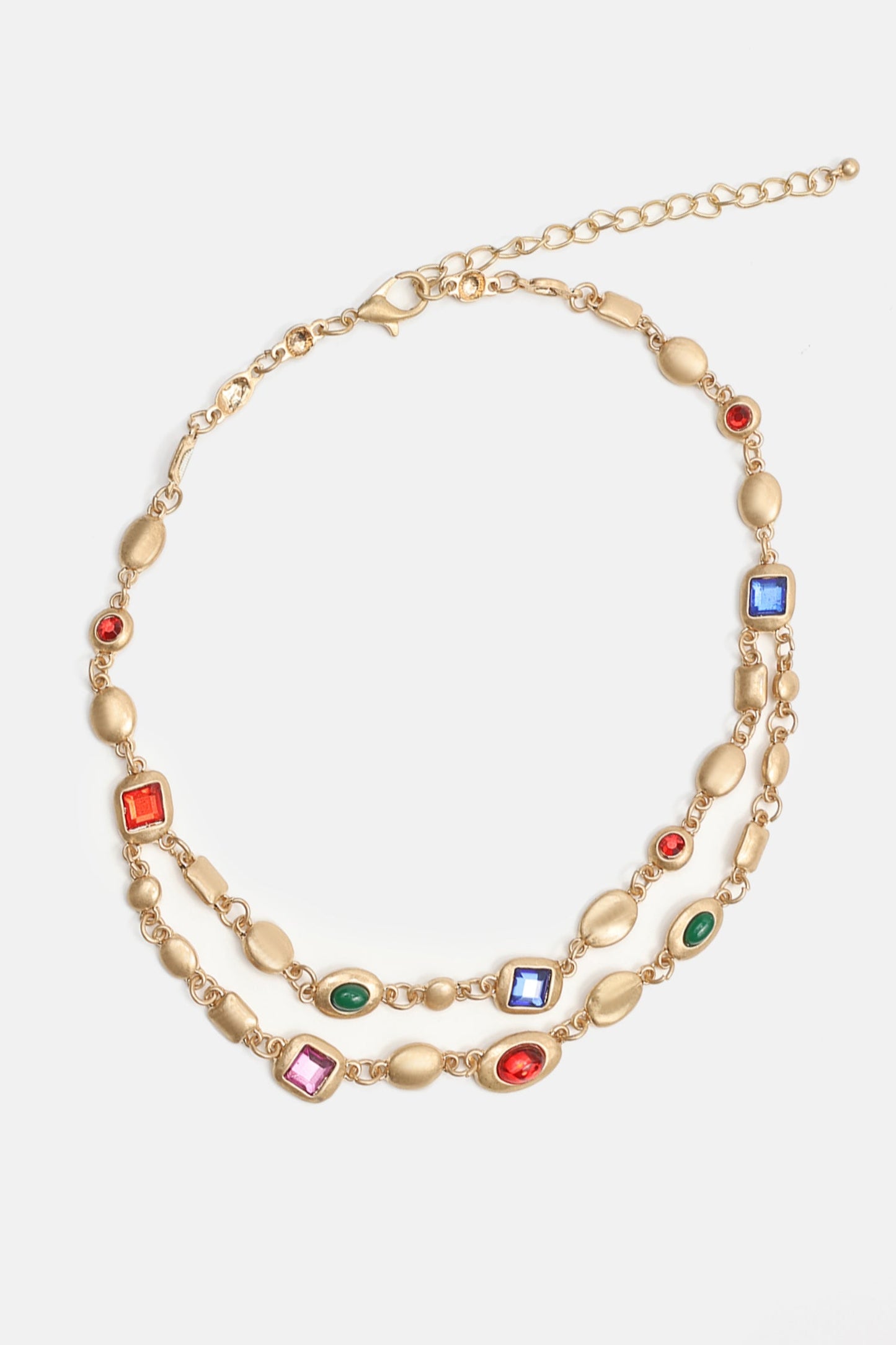 Gemstone Pendant Double Layer Necklace