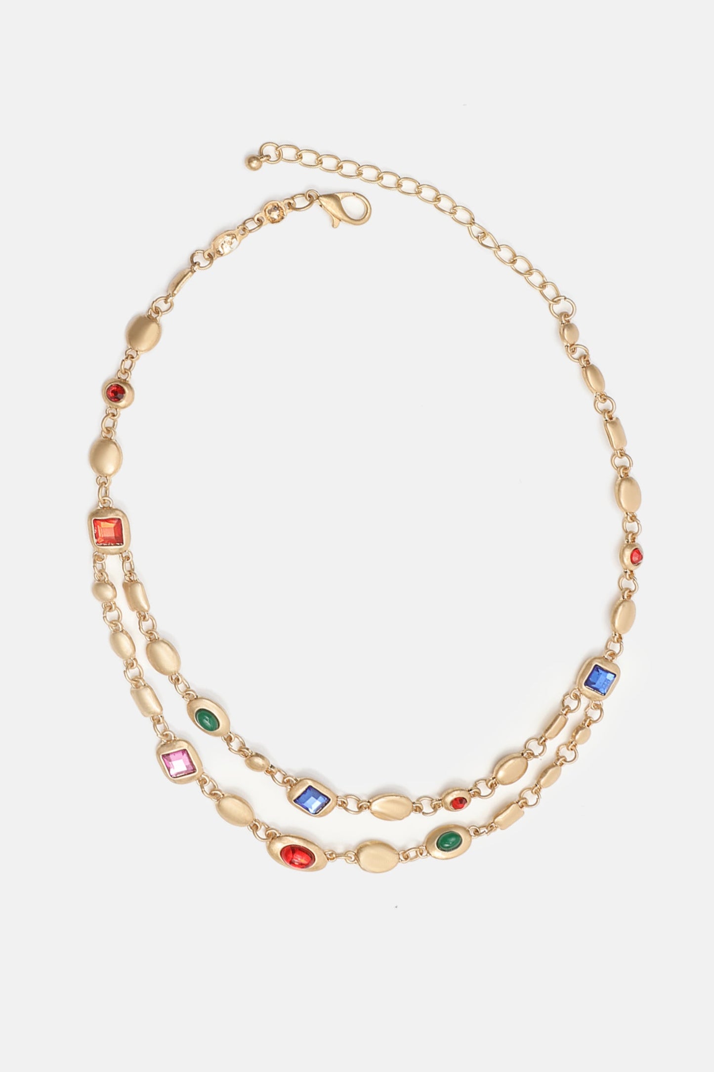 Gemstone Pendant Double Layer Necklace