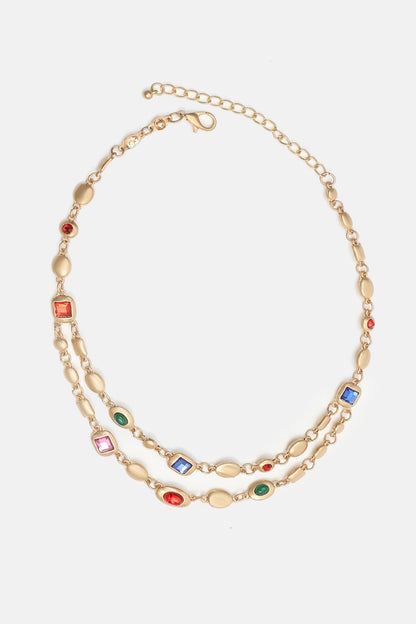 Gemstone Pendant Double Layer Necklace