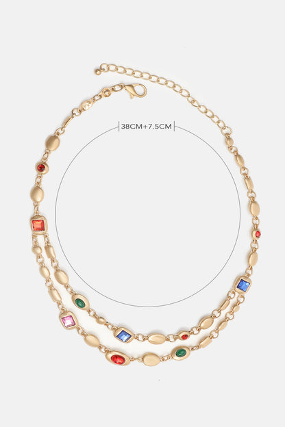 Gemstone Pendant Double Layer Necklace