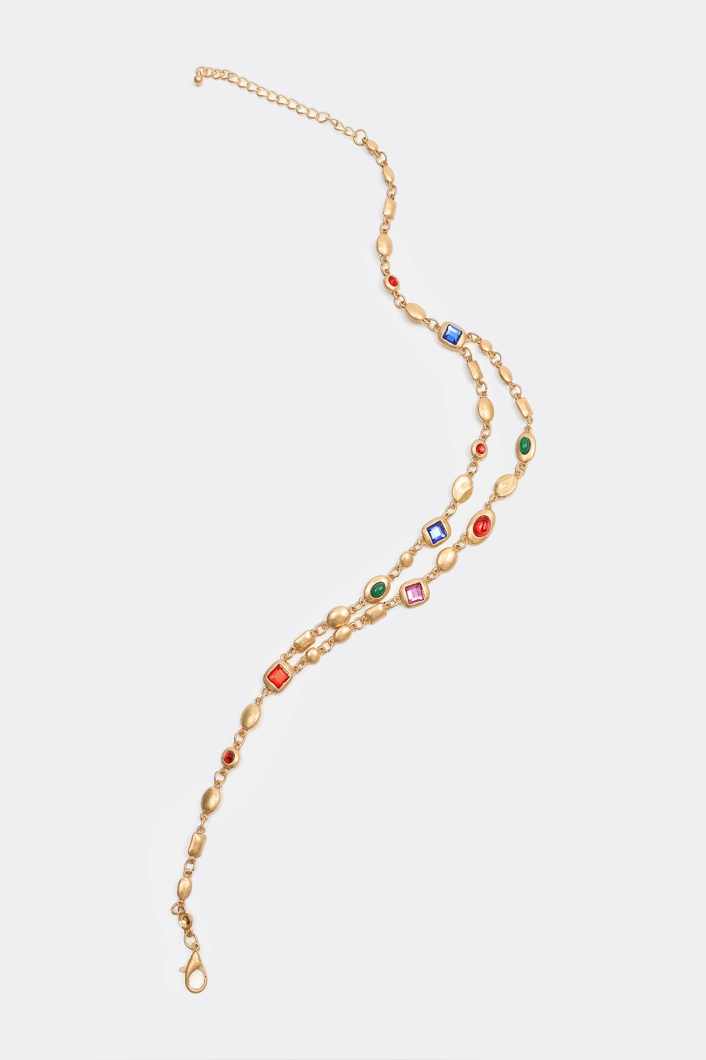 Gemstone Pendant Double Layer Necklace