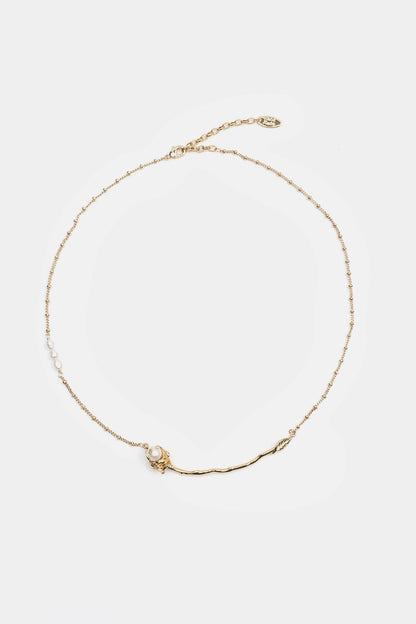 Faux Pearl Rose Necklace