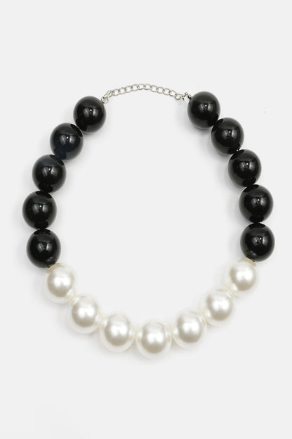 Faux Pearl Black & White Choker