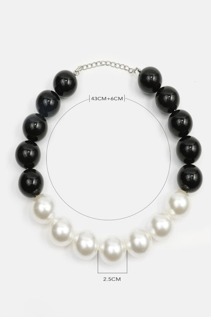Faux Pearl Black & White Choker