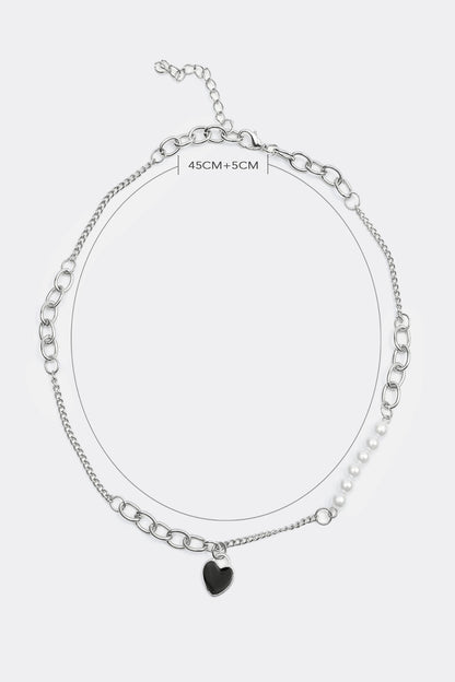 Faux Pearl Heart Pattern Necklace