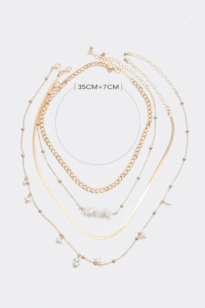 Faux Pearl Metal Multi-Layered Necklace