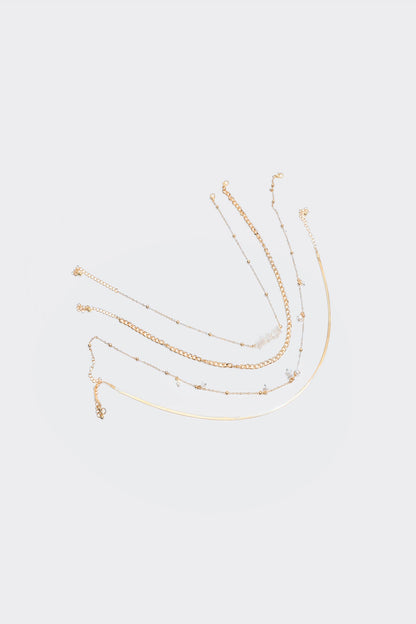Faux Pearl Metal Multi-Layered Necklace