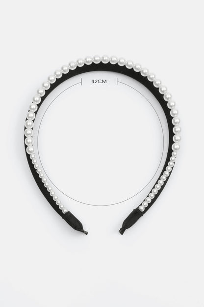 Velvet Faux Pearl Solid Headband