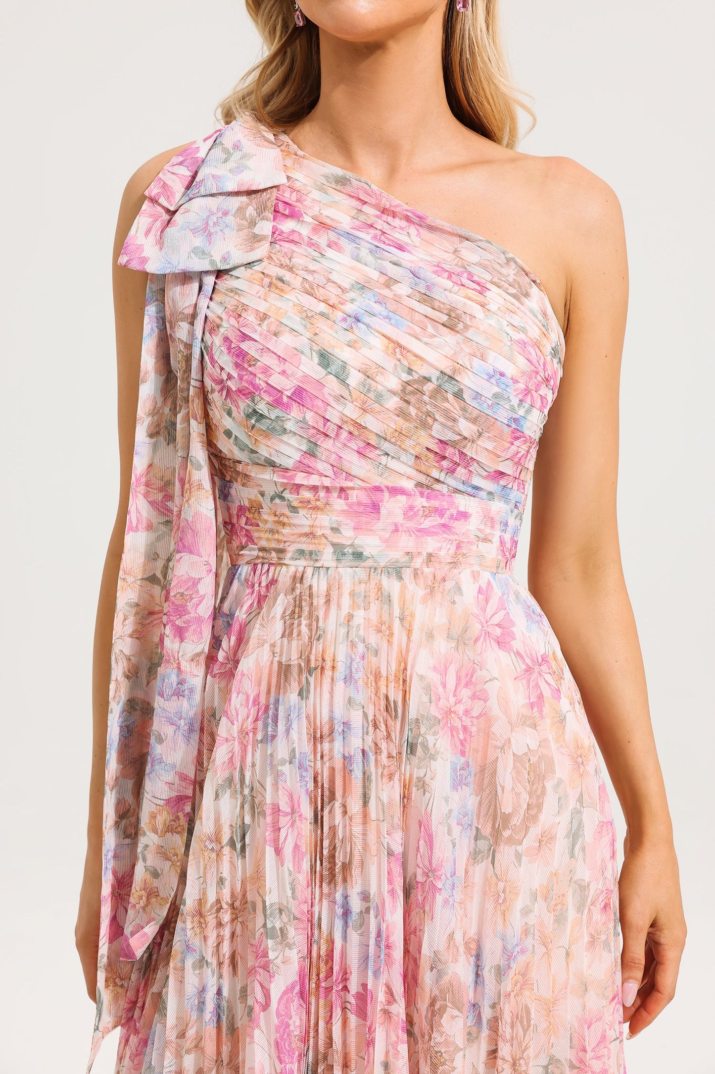 Floral One-Shoulder Midi Dress